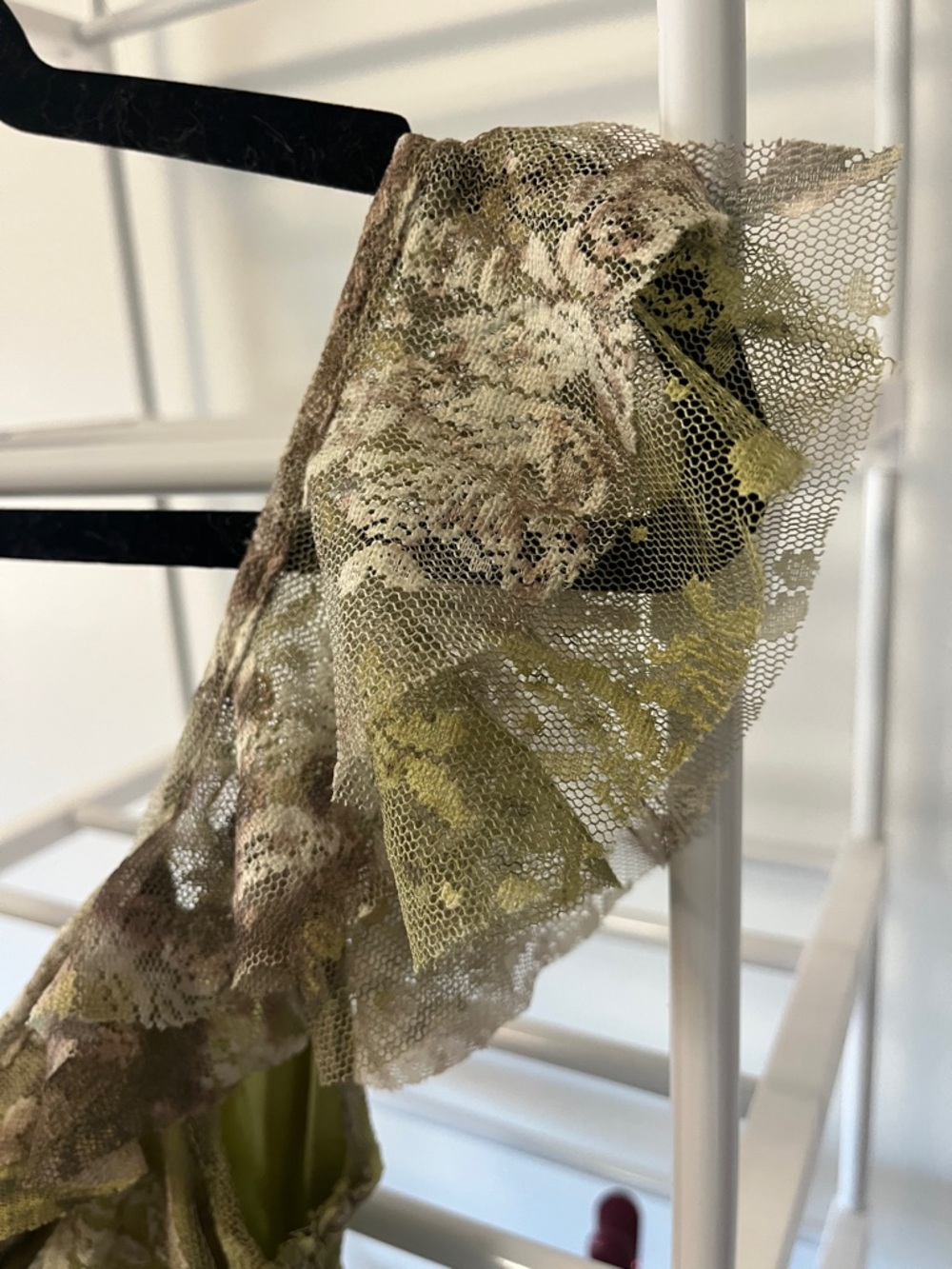 Urban Outfitters Olive Green Lace-Trim Asymmetrical Slip Dress - Picture 7 of 11